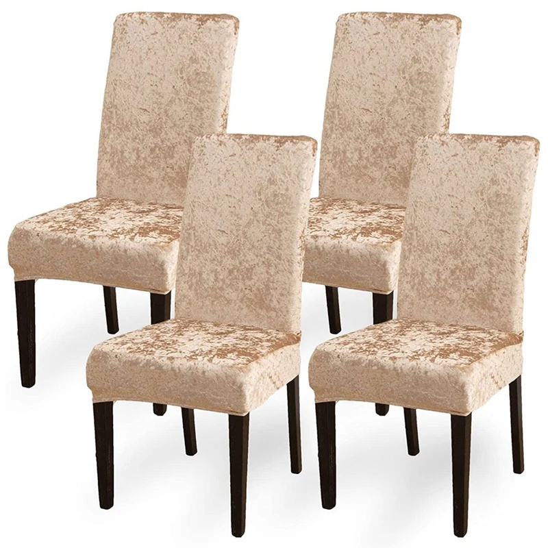 

Chair Covers, Crushed Velvet Dining Chair Slipcovers Set Of 4,Removable Washable Stretch Chair Covers,Parsons Seat Cover