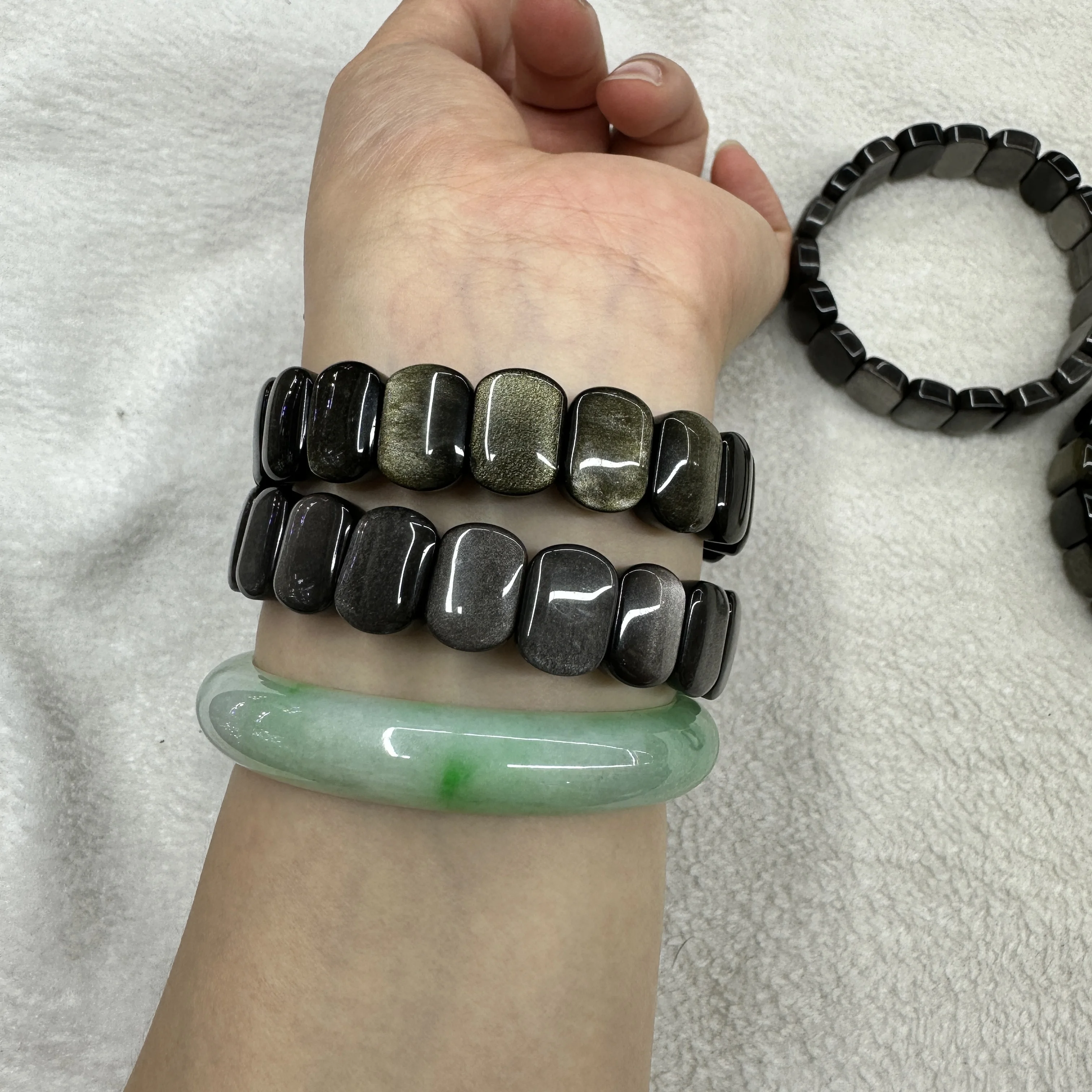 2023 New Obsidian Stone 9×14mm Beads Fashion Energy Bracelet Natural Gemtone Jewelry Bangle For Woman For Man Wholesale !