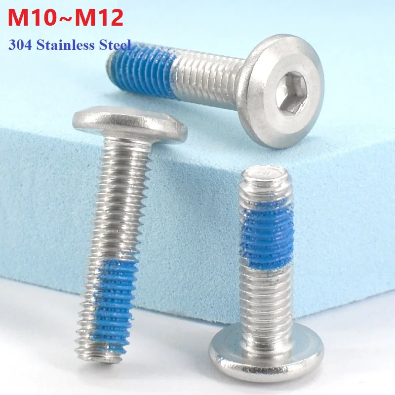 

M10 M12 Flat Round Head Hexagon Socket Screws Bolt Anti Loosening Dispensing Screw 304 Stainless Steel