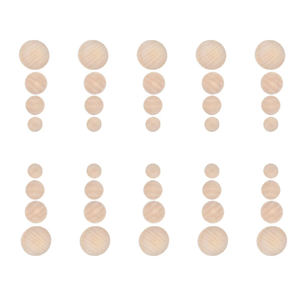 40 قطعة كرات خشبية نصف مستديرة لوازم الحرف اليدوية الطبيعية سطح أملس دهان داي نحت مشاريع كرات نصف مستديرة غير مكتملة