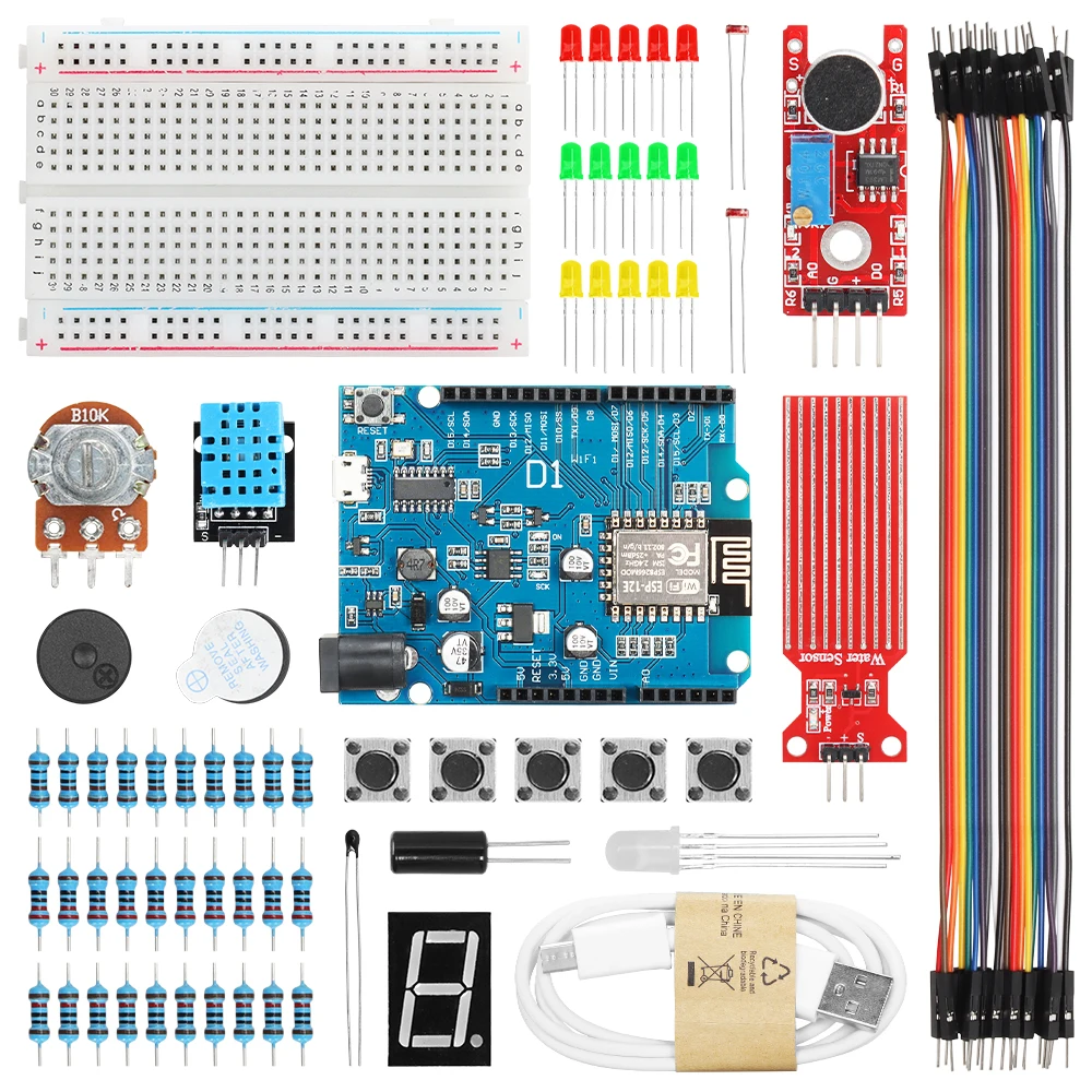 TSCIBUNY Basic Starter Kit for Arduino Profesional D1 WiFI Starter Kit Full Version DIY Electronics Training Kit Educational