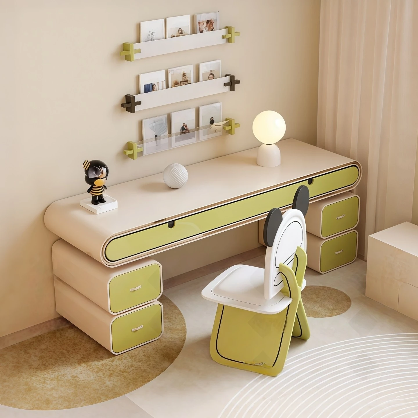 Cream wind paint home office writing desk modern simple computer study table