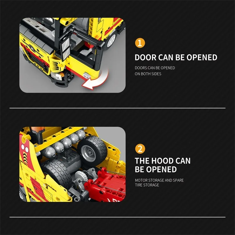 1910PCS Wrecker TECHNISCHE RC Auto Bouwstenen Rescue Truck STEM Techniek Afstandsbediening Auto Model Bricks Kinderen Speelgoed Geschenken