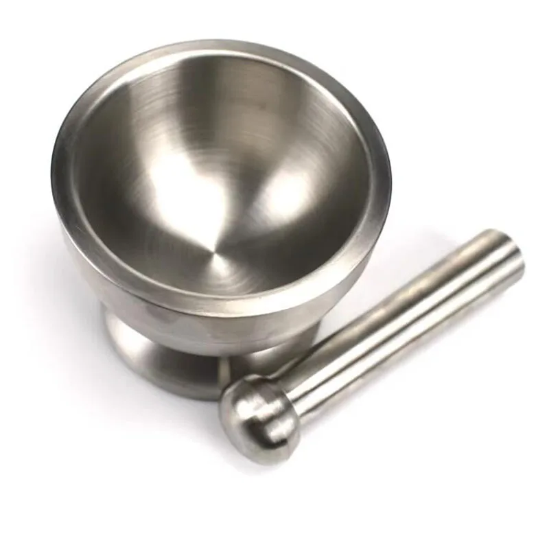 304 Stainless Steel Mortar And Pestle Set 100mm Lab Grade Grinding Bowl with Non-Slip Base for Herb Spice Paste Grinding