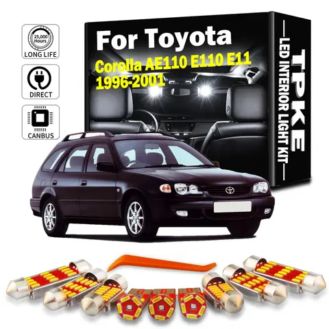 TPKE 9Pcs LED Interior Map Dome Trunk Car Light Kit For Toyota Corolla AE110 E110 E11 1996 1997 1998 1999 2000 2001 Signal Lamp 10 best sales e11 corolla - №4