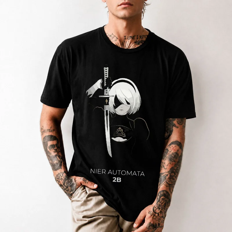 

NIER AUTOMATA 2B Cyberpunk Anime Unisex Tee Gamer Gift Video Game Shirt 0706 Streetwear Clothing Sexy Waifu Graphic Tee S-6XL