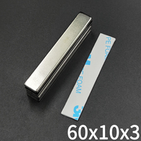 Neodymium Magnet, Super Powerful, Strong, Permanent Magnetic, NdFeB Block, 60x10x3 N35, 10 Pcs