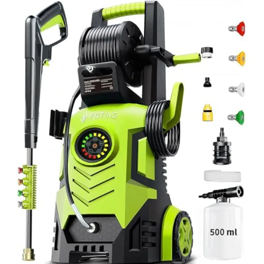 

2026 Upgraded Pressure Washer 5000PSI with Adjustable Touch Screen 8 Level 34 Tall 4 Quick Connect Nozzles Inlet Hose Filter 50