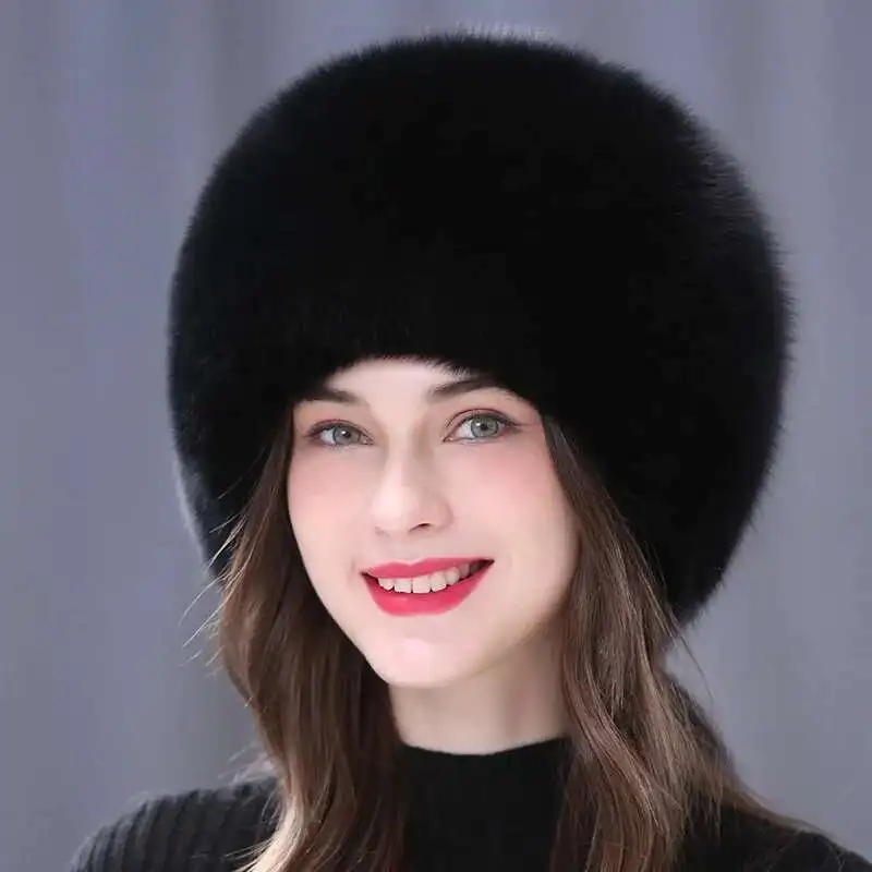 

Real Fox Fur Hat Women Cap Winter Thick Warm Natural Fur Hat For Women Female Russian Luxury Outdoor Fur Hats Furry Beanie