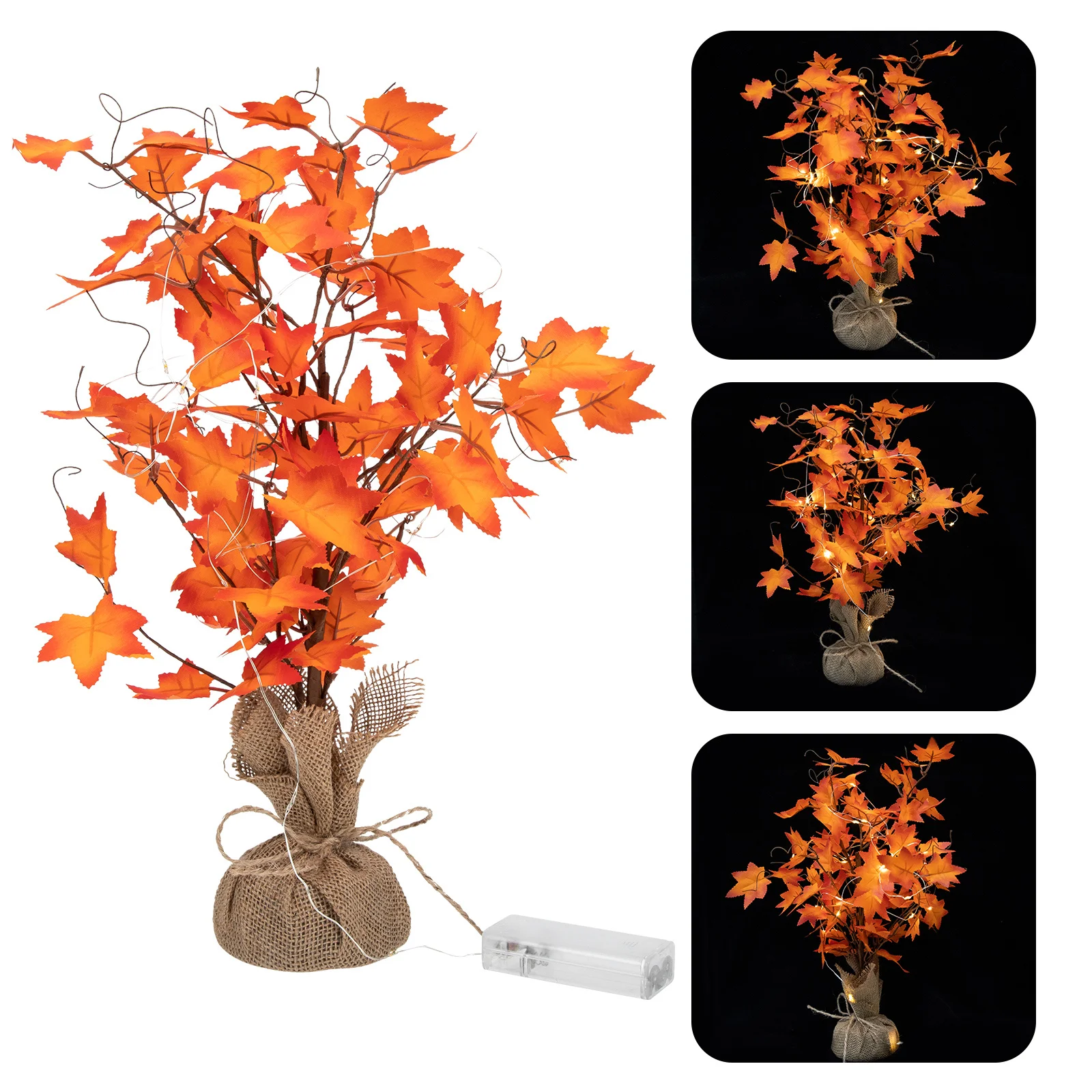 

Autumn Lighted Maple Tree Thanksgiving Day Decorative Lamp Creative Branch Light Ornament for Rustic Festival Home Desktop