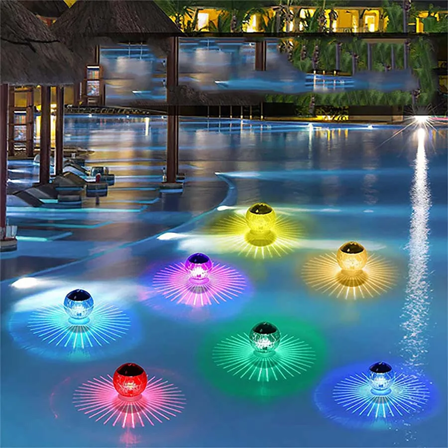 Outdoor Waterproof RGB Color Changing with Remote Garden Decor Solar Floating LED Swimming Pool Lights