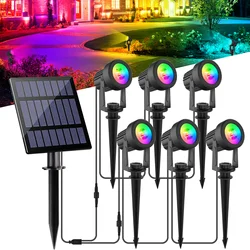 6 Lights Solar Outdoor Spotlight Garden Pathway Wall Lamp for Tree IP65 RGB/3000K/6000K Landscape Yard Solar Street Light