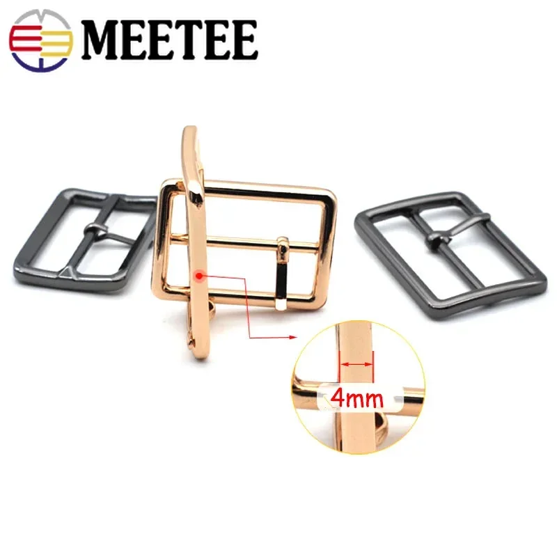 Meetee 10Pcs 20-50mm Metal Pin Buckle Bag Strap Slider Webbing Adjust Hook Decoration Clasp Garment Belt Buckles Clips Accessory