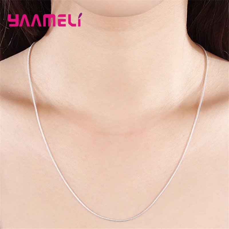 Big Promotion 100% Authentic 925 Sterling Silver Color Chain Necklace with Lobster Clasps Men Women Pendant 1.2/3/4mm 16-30 Inch