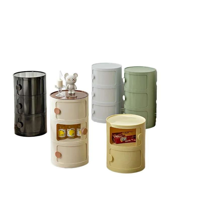 

Nordic Nightstand for Bedroom Small Round Minimalist Home Storage Cabinet for Living Room Creative Plastic Cartoon INS Style