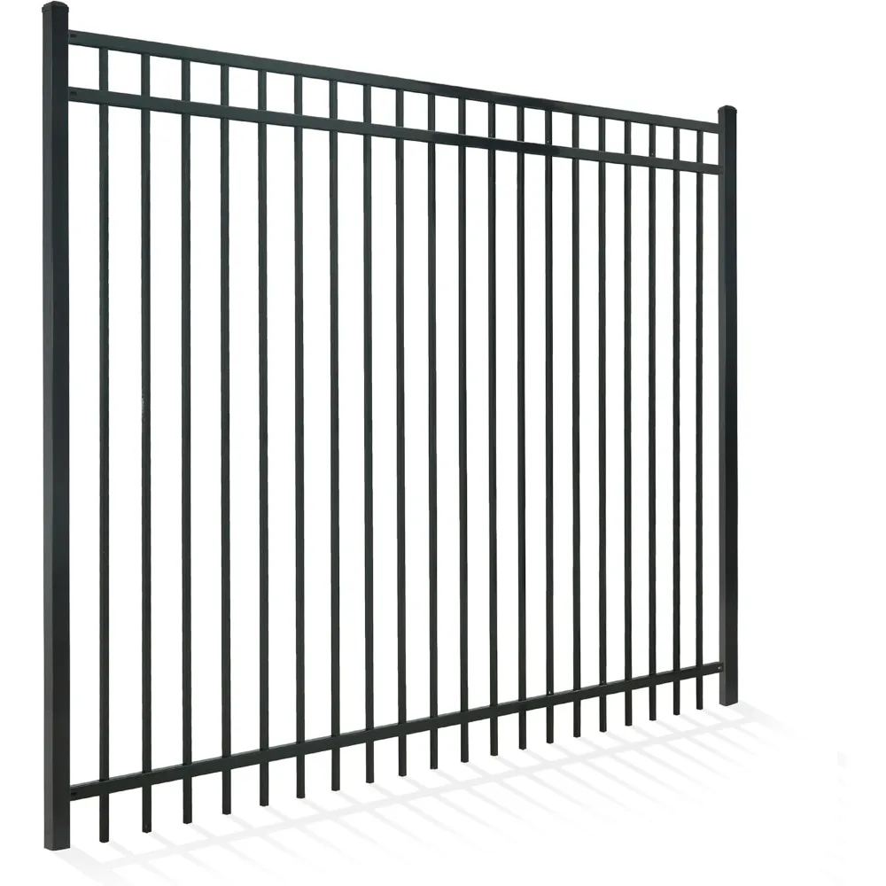 

Heavy Duty Flat Top Fence Barrier Panel, 6FT Height X 8FT Width Anti-Rust Metal Fencing Panel, 2” Diameter Steel Outdoor Decora