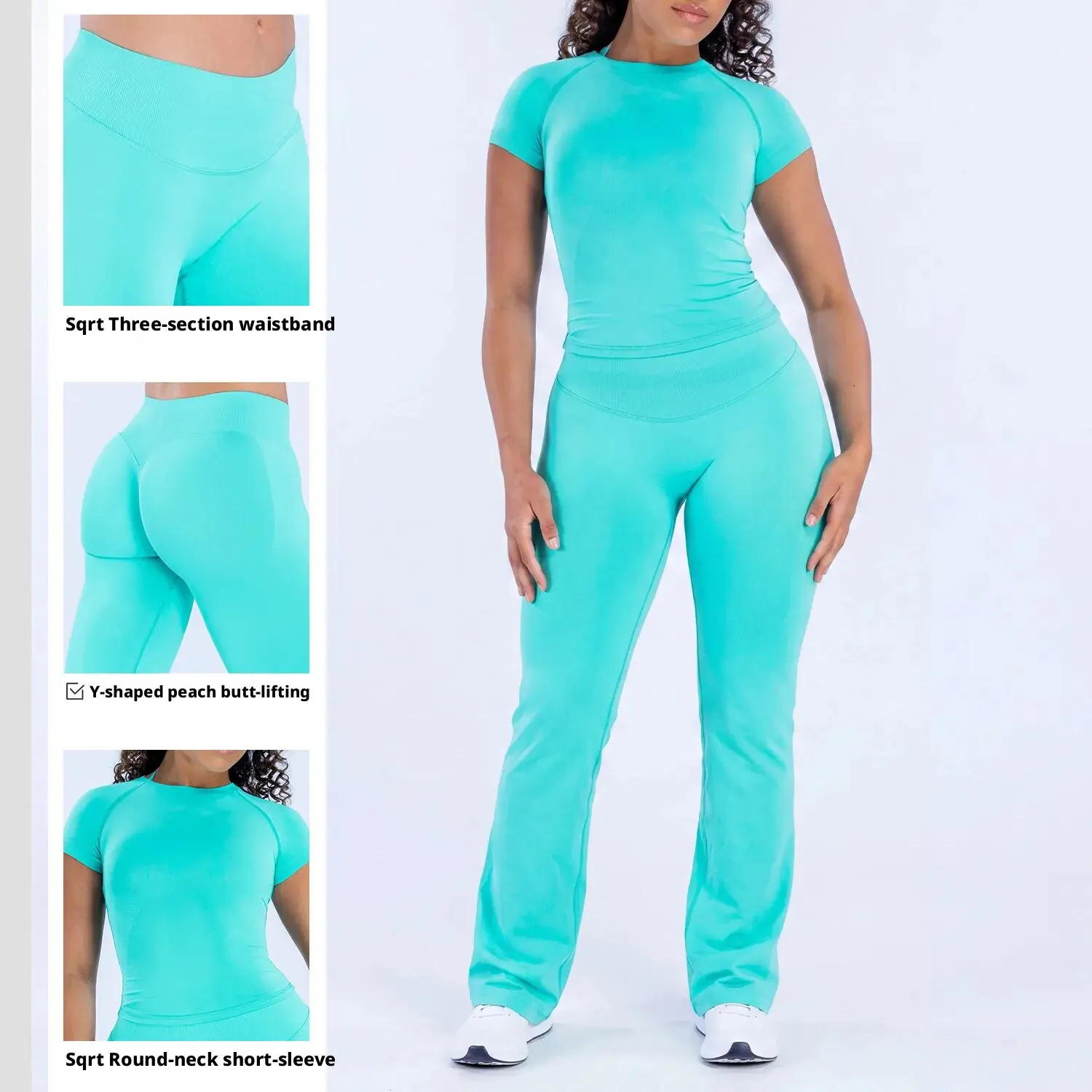 Ensemble de yoga pour femmes Denyf, 2 pièces, ensemble de sport, vêtements de sport, vêtements de gym, leggings à taille haute à manches longues, shorts de cyclisme, tenues de sport