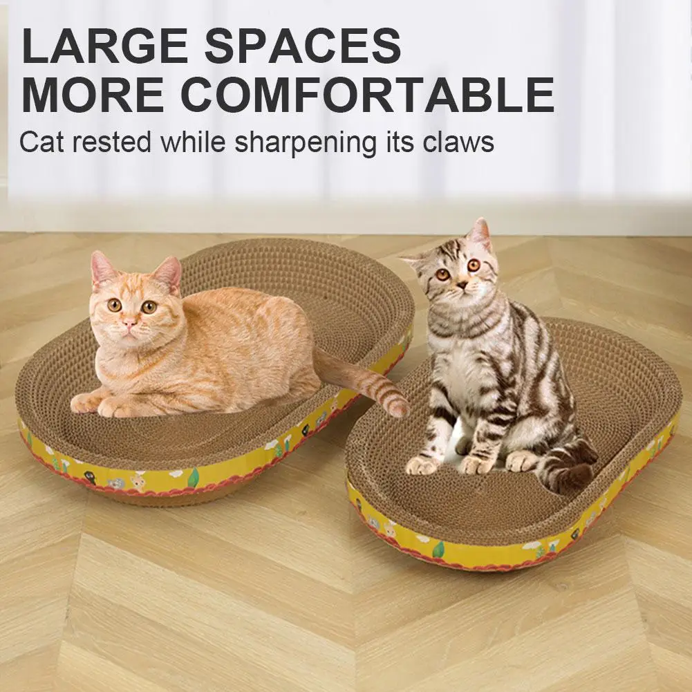 Oval Cat Bed Cat Toys High-density Material Does Not Mat Basin Cat Safe Scraps Paper Friendly Grinding Environmentally Claw T7N0