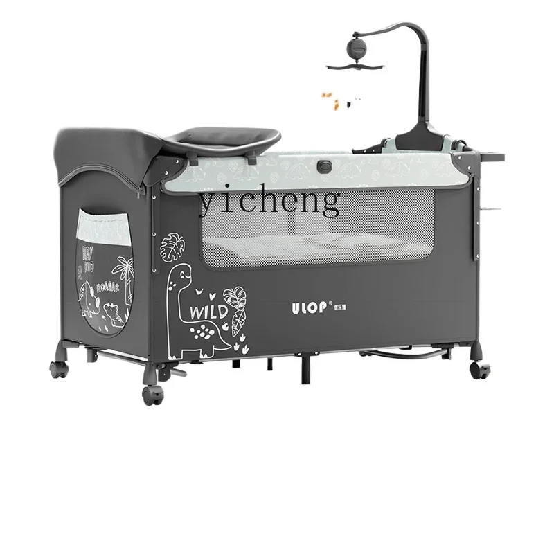 

Tqh Baby Crib Newborn Bed Foldable Stitching Big Bed Mobile Children Multi-Functional Babies' Bed