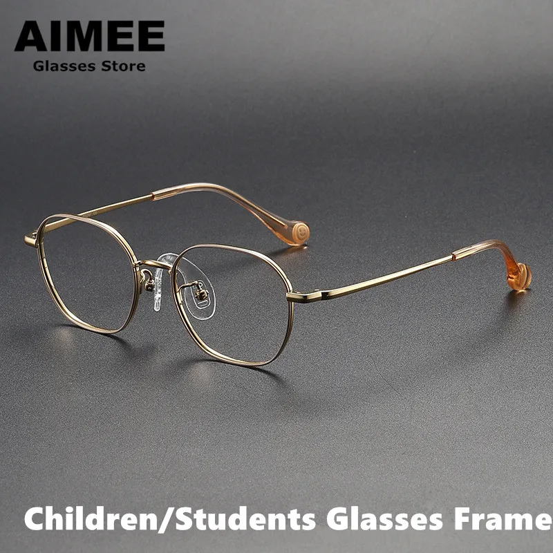 

New Children Pure Titanium Ultralight Glasses Frame Student Retro Square Prescription Eyeglasses Optical Blue Light Spectacles