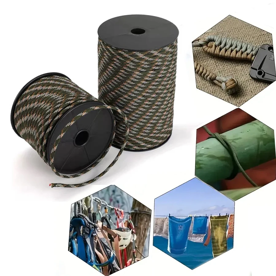 

50m Durable 9-Core Nylon Rope,Strength Decorative Rope for Outdoor Camping, Tent Fixing, Keychain & Backpack Accessories