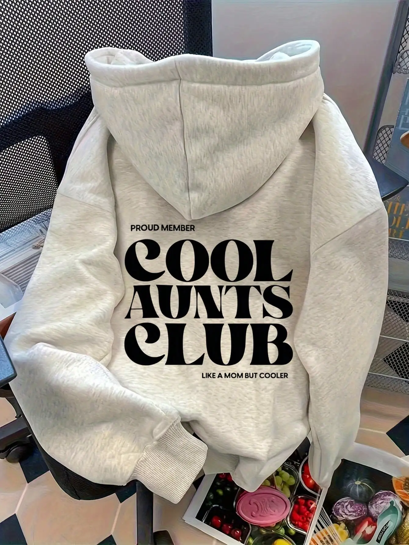 

Худи оверсайз Cool Aunts Club для женщин, повседневный осенний флисовый пуловер с ярким графическим принтом