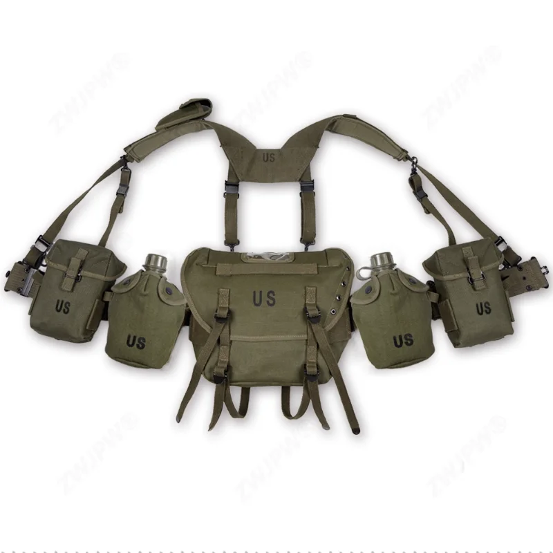 American M1956 M1961M14 Long Pack Combinaison d'équipement Kit de premiers secours Réplique de bouteille d'eau