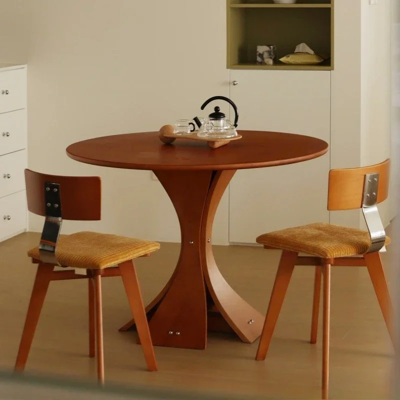 Solid wood backrest dining table and chairs wabi wind stool designer high sense French retro chair