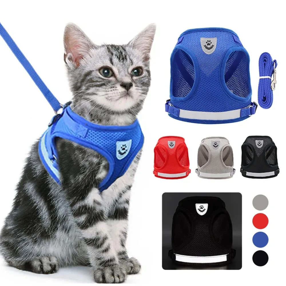 Breathable Cat Harness Escape Proof Cat Harness and Leash Set Kitten Puppy Pet Small Dog Chest Vest No Pull Reflective Chihuahua