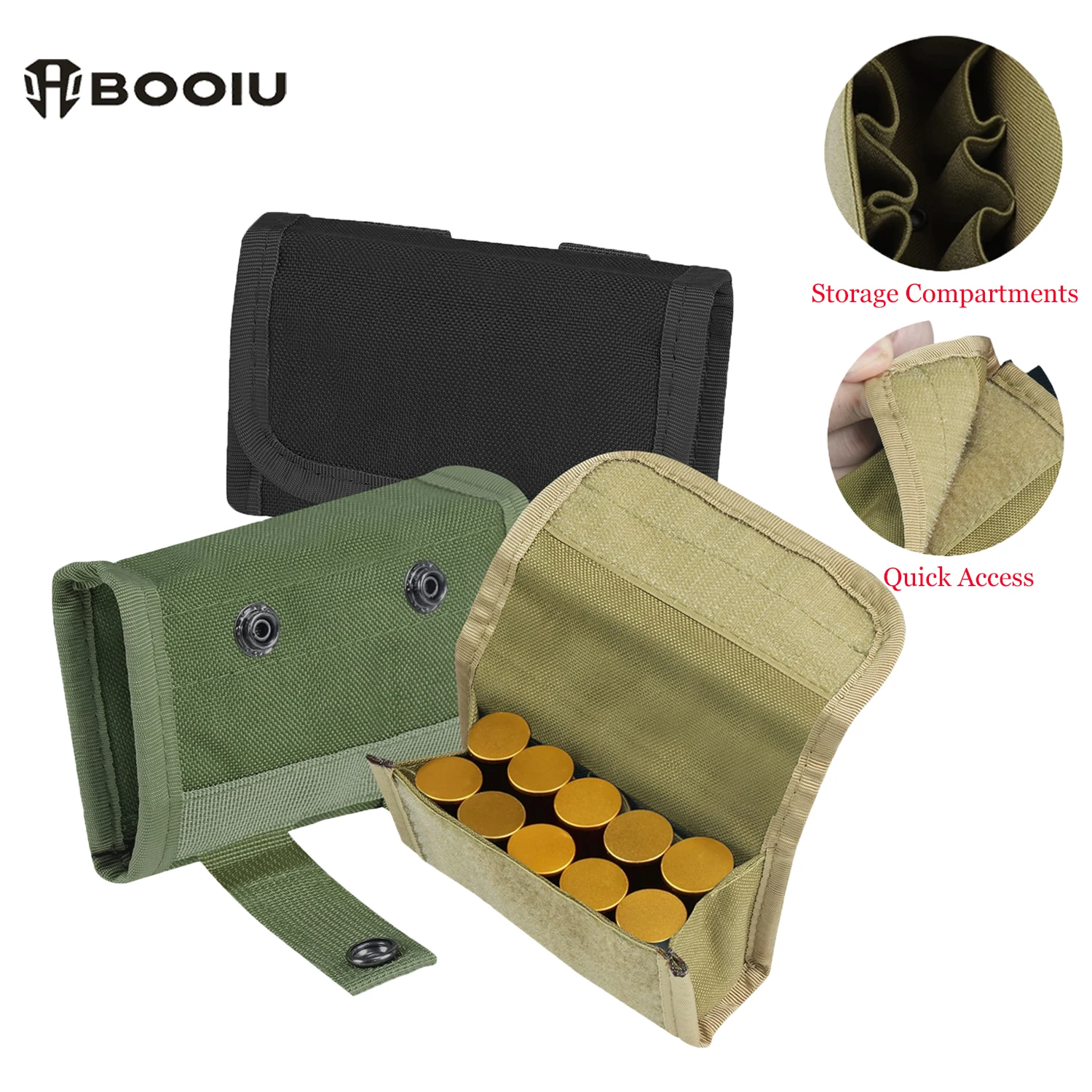 BOOIU Tactical 10 Grids Ammo Pouch Mini Waist Bag Rounds Shot Outdoor Shooting Multi-functional Pouch Hunting Molle Accessories