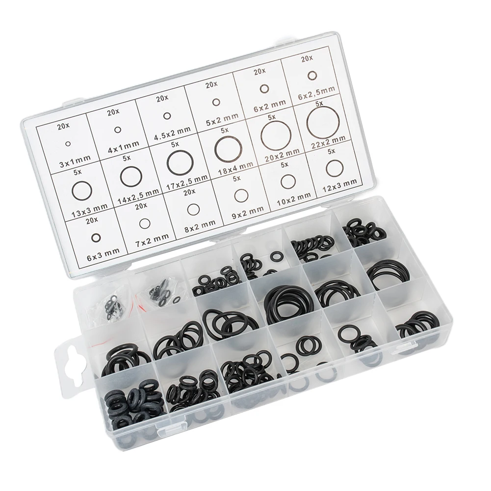 

Уплотнительное кольцо, прокладки, 18 размеров, 225 шт., ассортимент, черный комплект, сменный резиновый комплект для труб, износостойкий гидравлический комплект