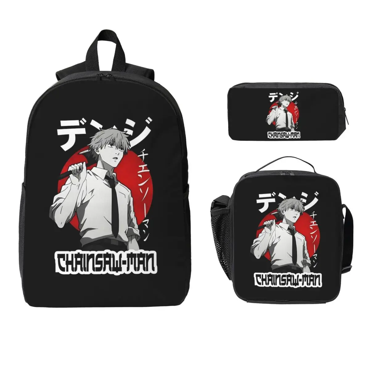 

Pochita Ramen Chainsaw Man Anime Backpack Student BookBag School Bag Computer Shoulder Bags 3ps Insulated Lunch Bag Pencil Case