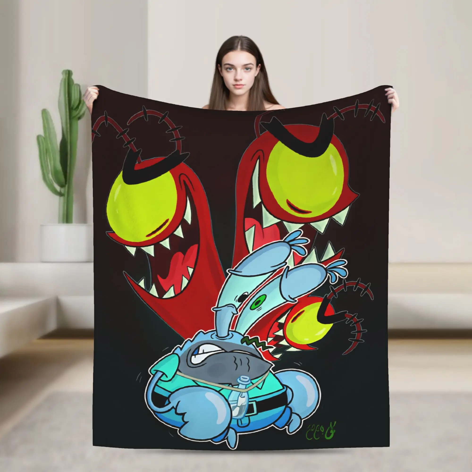 Warm Soft BlanketBoy Girl Decorative SpongeBobs Plankton  Throw Blanket  Flannel Bedspread For Couch Bed Funny Sofa Bed Cover