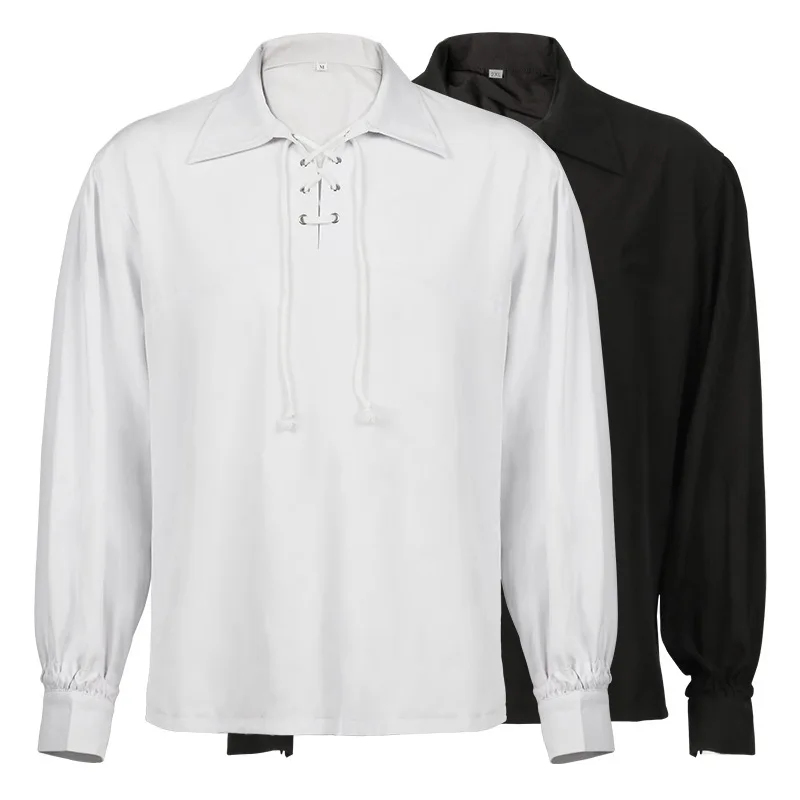 Renaissance Victorian Medieval Gothic Shirt Boys Party Halloween Cosplay Shirt Male Top S-2XL New Mens Pirate Vampire Shirts