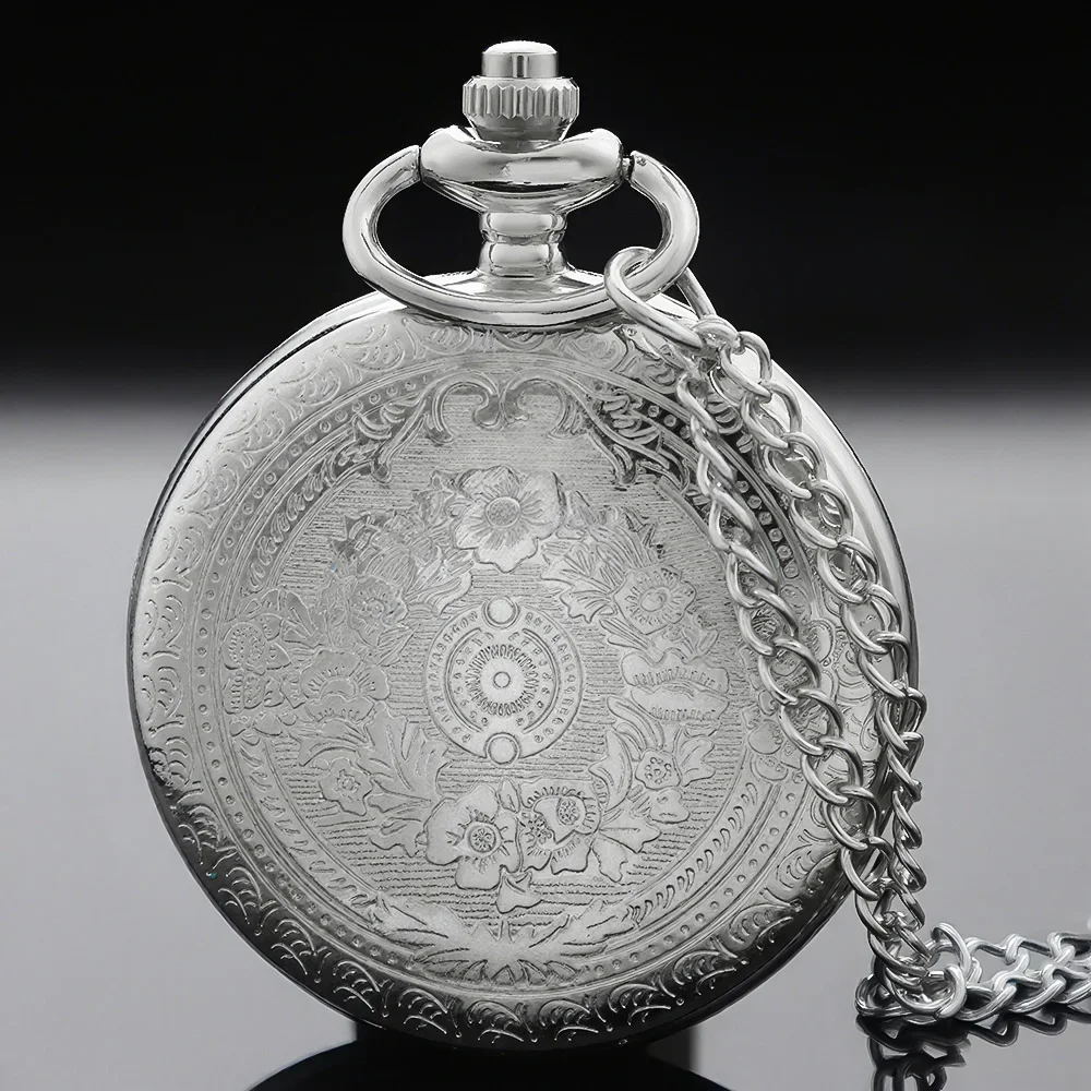 Steampunk Vintage Quartz Pocket Watch for Men Roman Numeral Fob Chain Clock Necklace Pendant To Grandpa and Dad Anniversary Gift