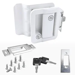 White Motorhome Entry Door Lock Handle Knob with Deadbolt Camper Travel Trailer Latch Key Kits Inside Outside Latches RV Parts