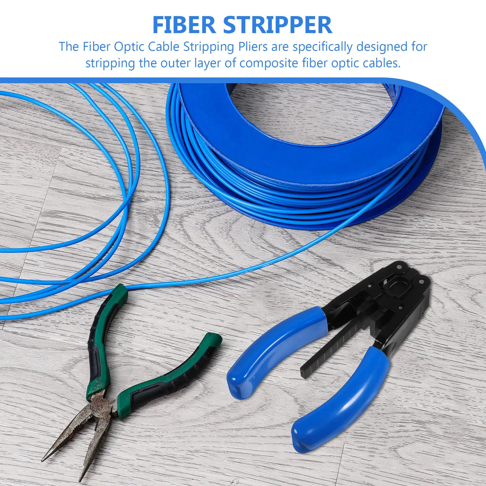 Universal Fiber Optic Stripping Plier for Composite Cable and Fiber Wire Stripping Heavy Duty Steel PU Material Comfort Grip
