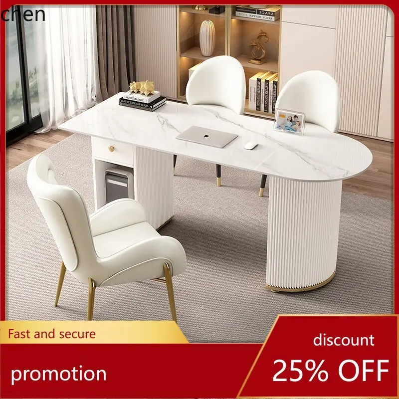 HT Beauty Salon Face-to-Face Consultation Room Reception Table and Chair Modern Minimalist Rock Board Desk Computer Office Desk