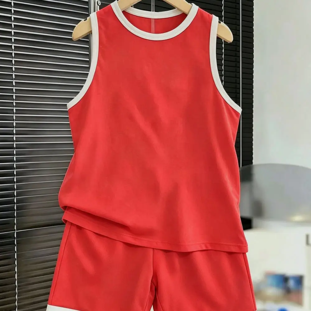 Boys Summer Casual Sports Set Sleeveless Vest Shorts Breathable Athletic Clothing Kids Quick Dry Basketball Uniform Suit