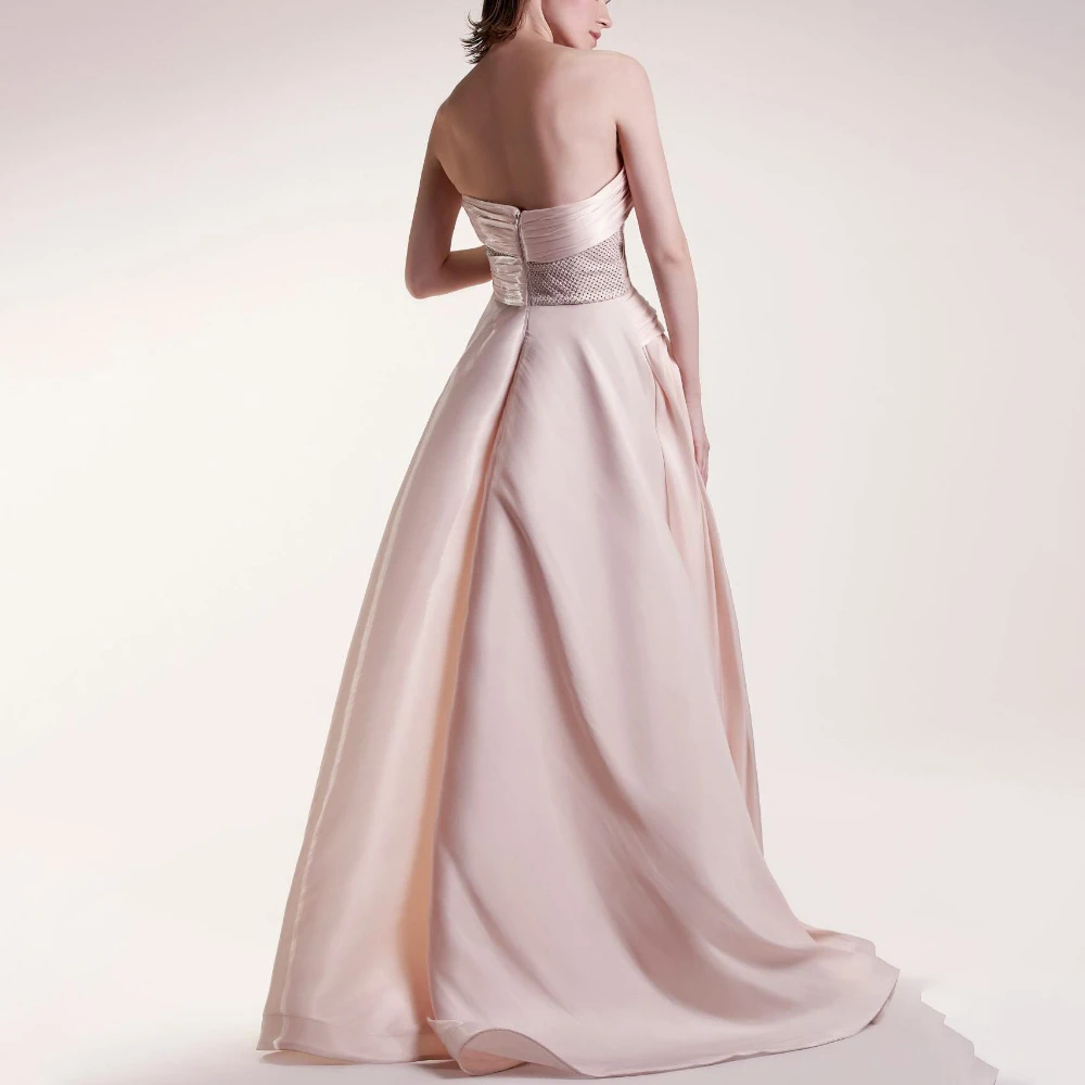 Customized Temperament Satin Evening Dresses Exquisite Strapless Sleeveless Homecoming Dresses Fashion Special Occasion Gowns