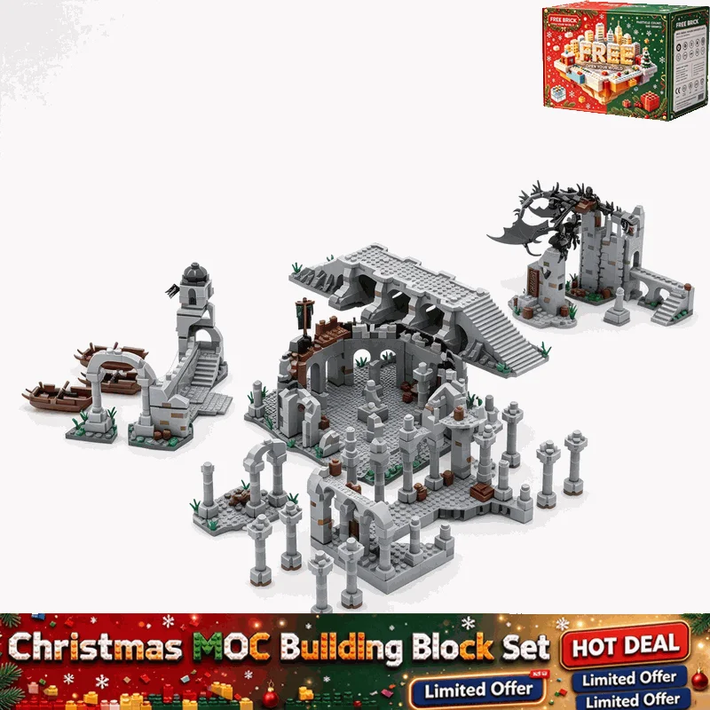 7242PCS MOC Ancient Ruins Fortress Model Custom Building Blocks Medieval Creative Assembly Gift For Boys Collection Display