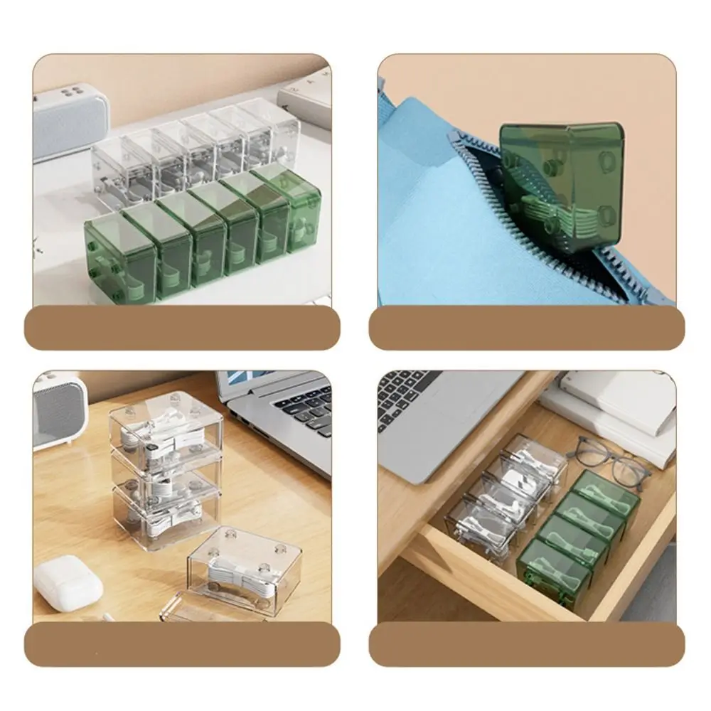 1Pc Transparante Datakabel Opbergdoos Plastic Data Line Opslag Container Voor Bureau Headset Briefpapier Multifunctionele Opslag