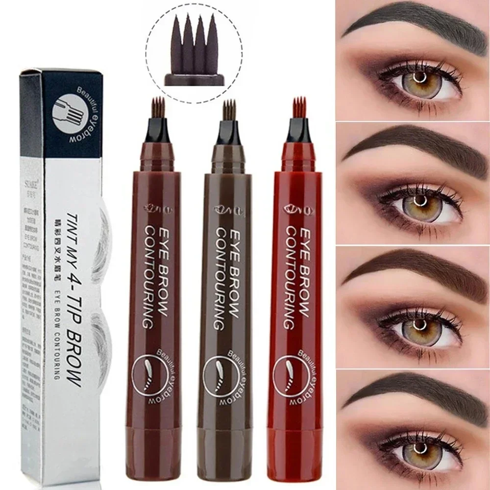 5-Color Four-Pronged Eyebrow Pencil Eyebrow Brush Split Liquid Waterproof Long-Lasting Eyebrows Pencil Eyebrow Shadow Style Tool