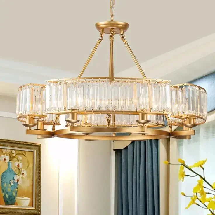 WW Nordic personality stair long chandelier model room American chandelier lamp living room Crystal Chandelier