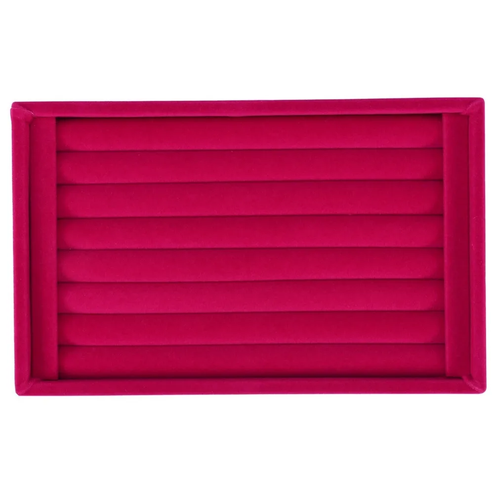 

Professional Velvet Material Ring Display Tray Red Color 7 Slots Design Jewelry Organizer Jewelry Display Case Party Display