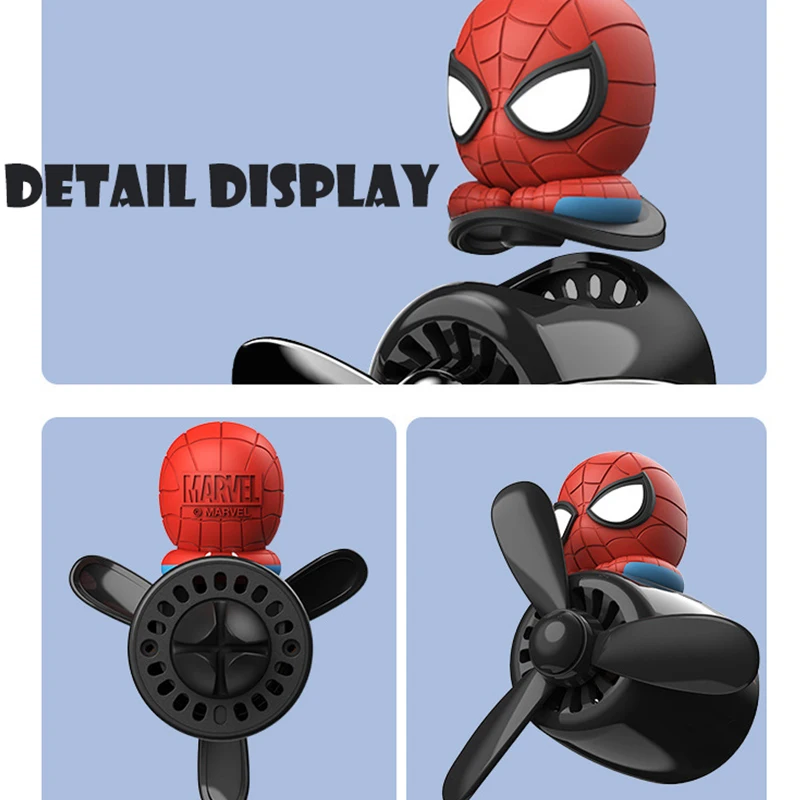 

New Spider-Man series car air freshener - cartoon pilot style rotating propeller scented diffuser - car interior decoration item