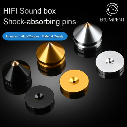 Imagen 2 del producto ERUMPENT 4 Uds soporte de altavoz HiFi pies almohadilla de pie pines absorbentes de golpes de alta calidad almohadillas de pie de Metal de aleación de aluminio para caja de sonido