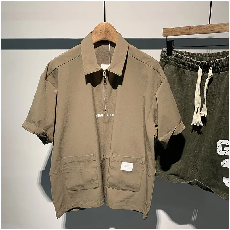 Men's Clothing Solid Color Polo Shirt Comfortable Premium Loose Fit Casual Short Sleeve Trendy Streetwear Fashion Casual