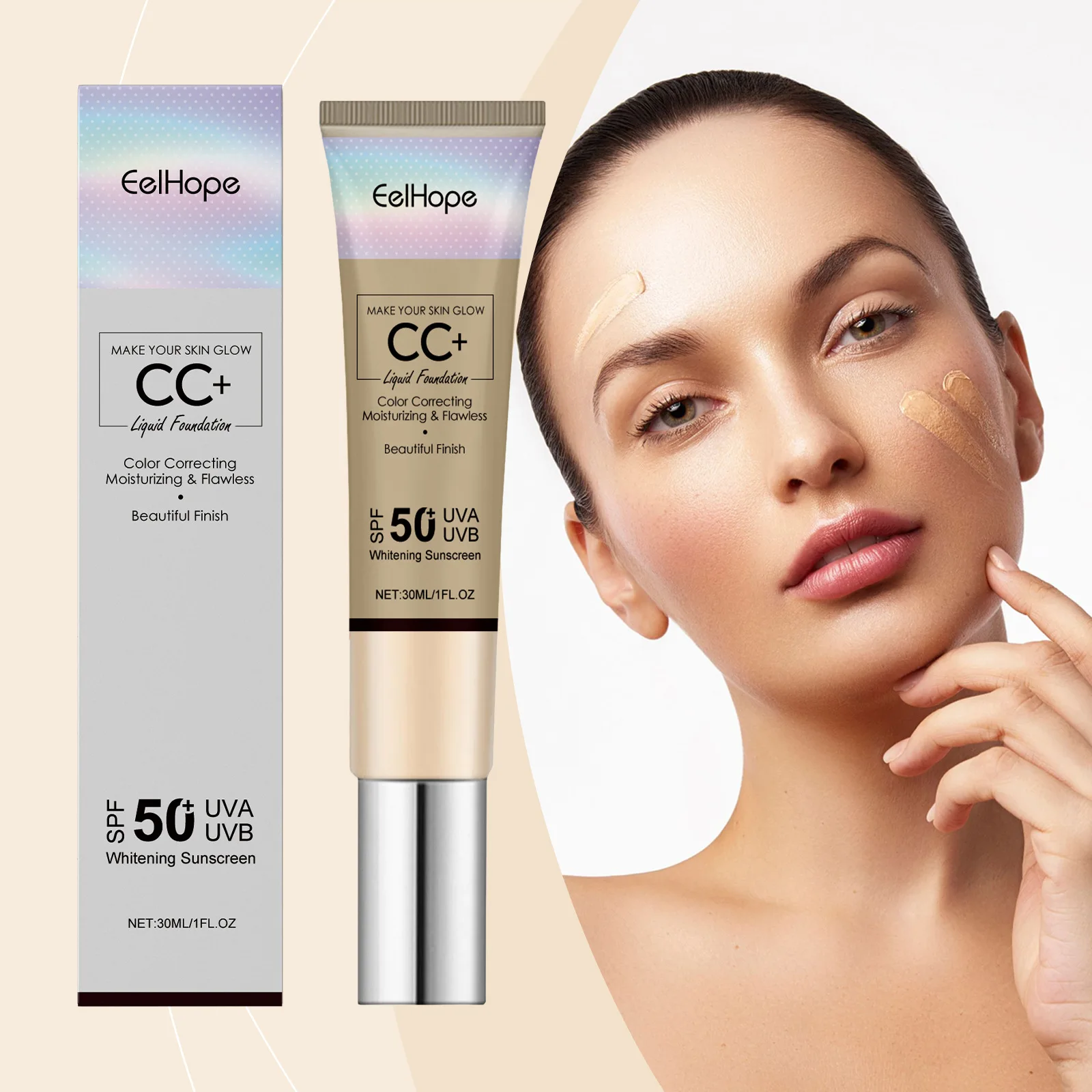 Flawless CC Cream Long Lasting Smoothing Covering Blemishes Ance Breathable Lightweight Moisturizing Brightening 50SPF Sunscreen