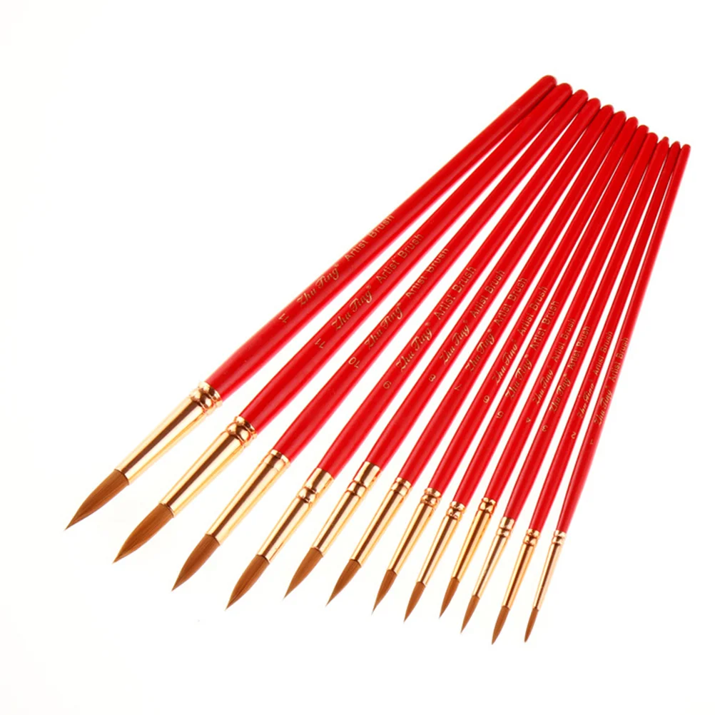 

12pcs Nylon Hair Paint Brush for Watercolor Oil Acrylic Gouache Painting (Red) artist paint artist paint set